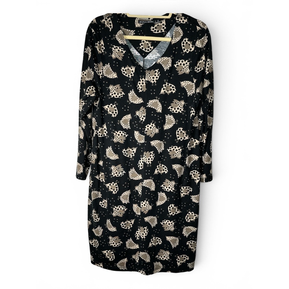 Gudrun Sjoden Chicken Polka Dot Print Organic Cotton Modal Dress Size Medium